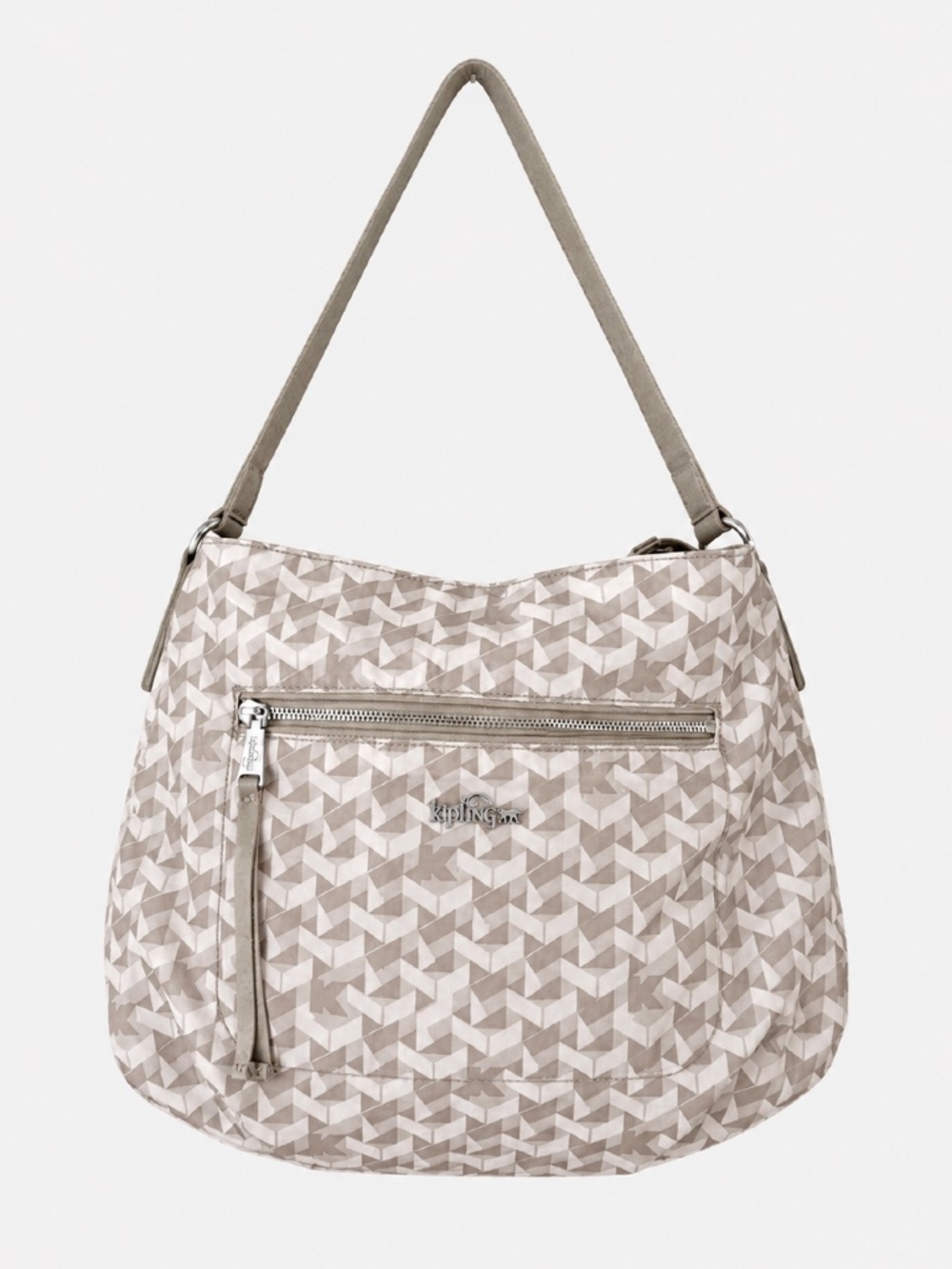 Kipling Sadie Beige Printed Hobo Expandable Handbag